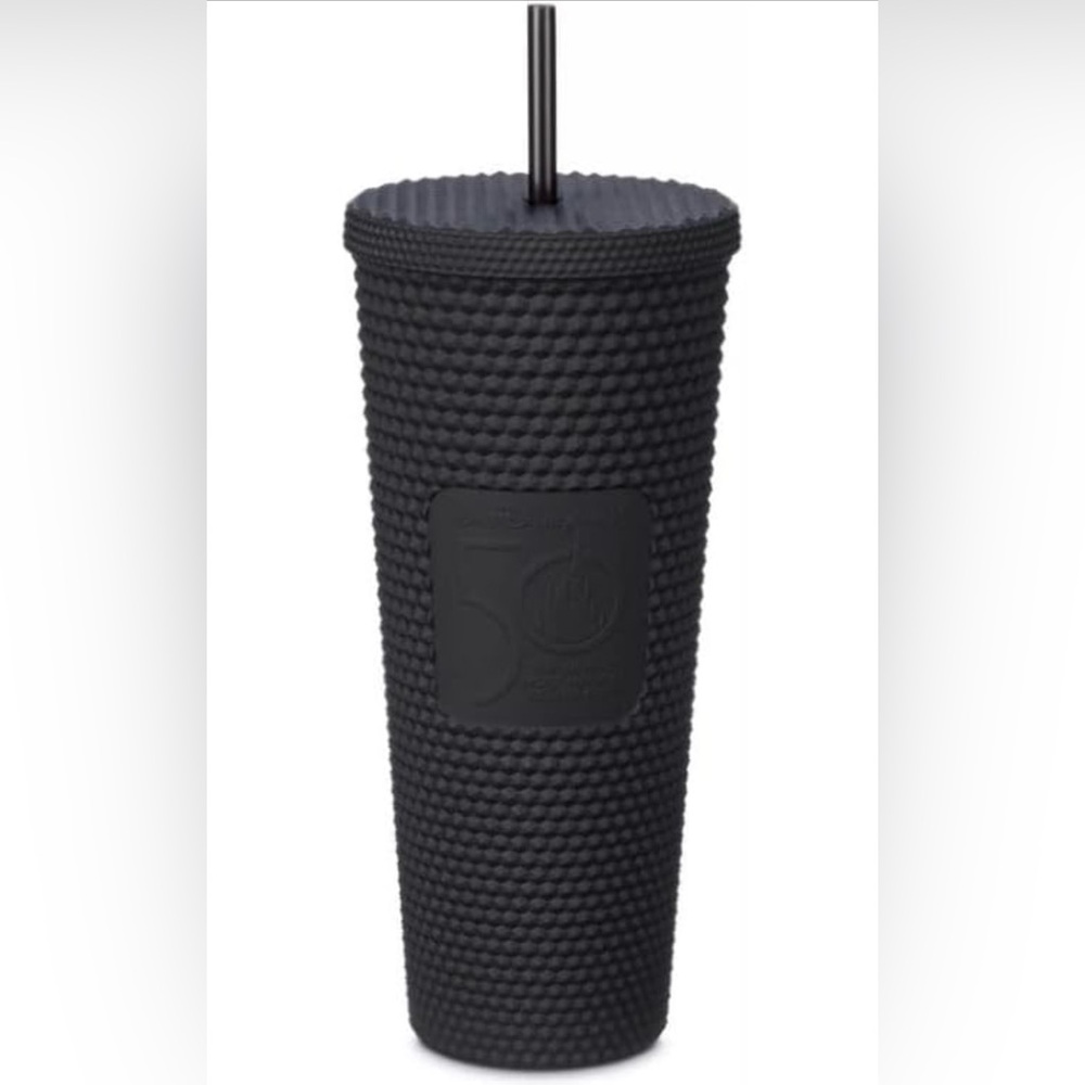 50th Anniversary Geometric Starbuck SB Tumbler with Straw Matte Black 24oz,